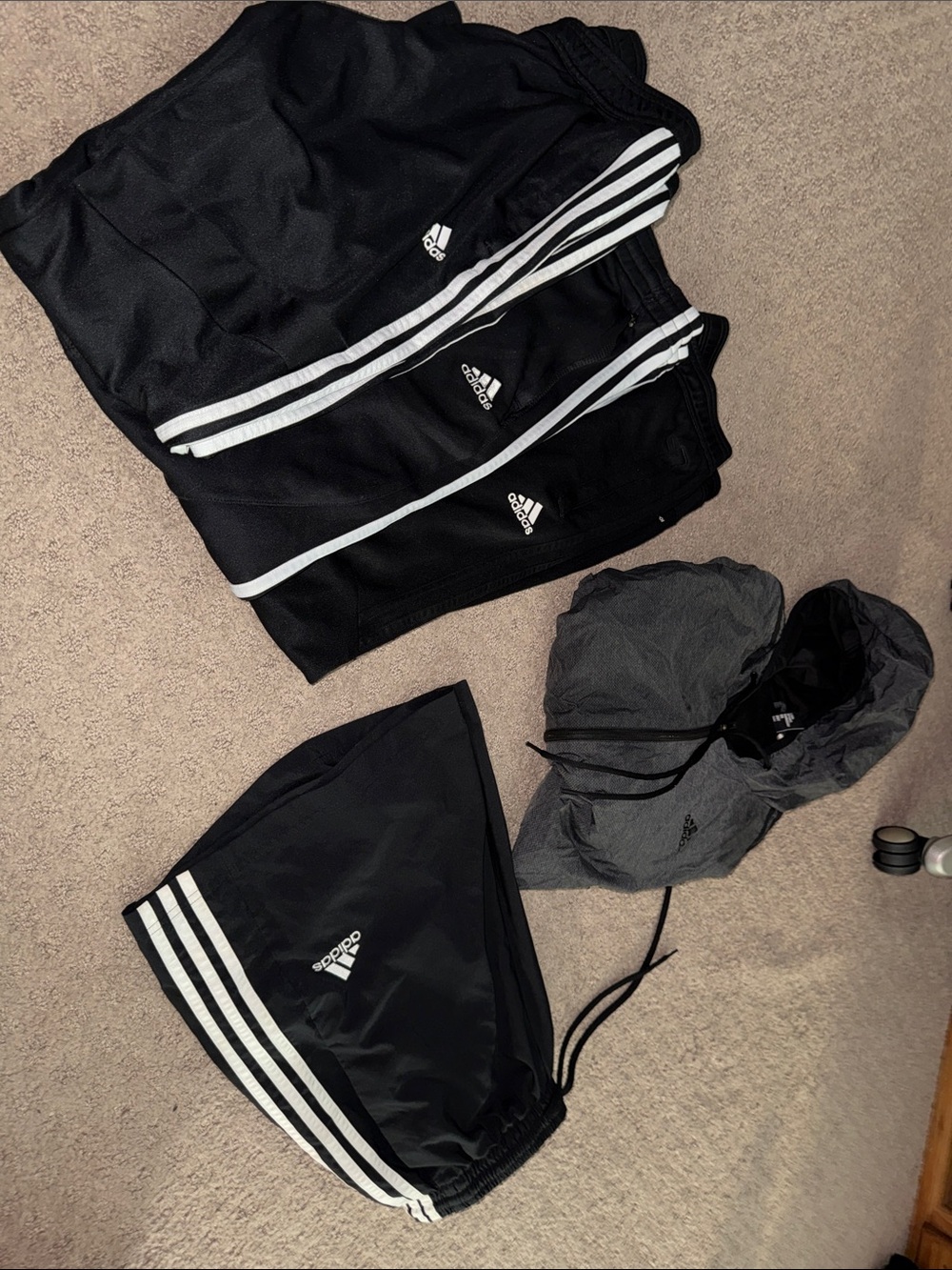 adidas Black and White Three-Stripe Athletic Set